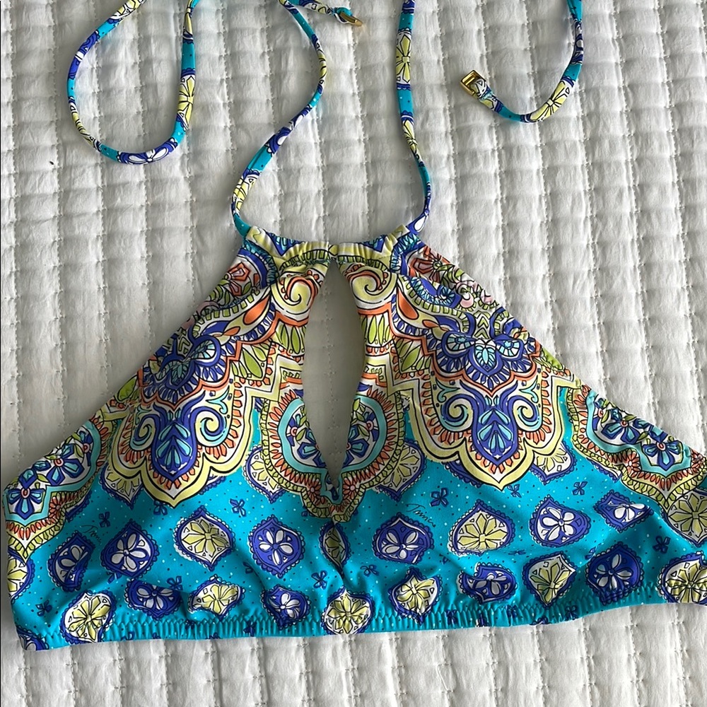 Vibrant Trina Turk Patterned Halter Bikini Top
